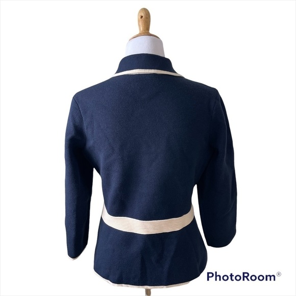 Kate Spade Mayson Wool Sweater Jacket in Midnight Navy and Cream Size 8 - Picture 5 of 10